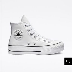 White leather platform converse